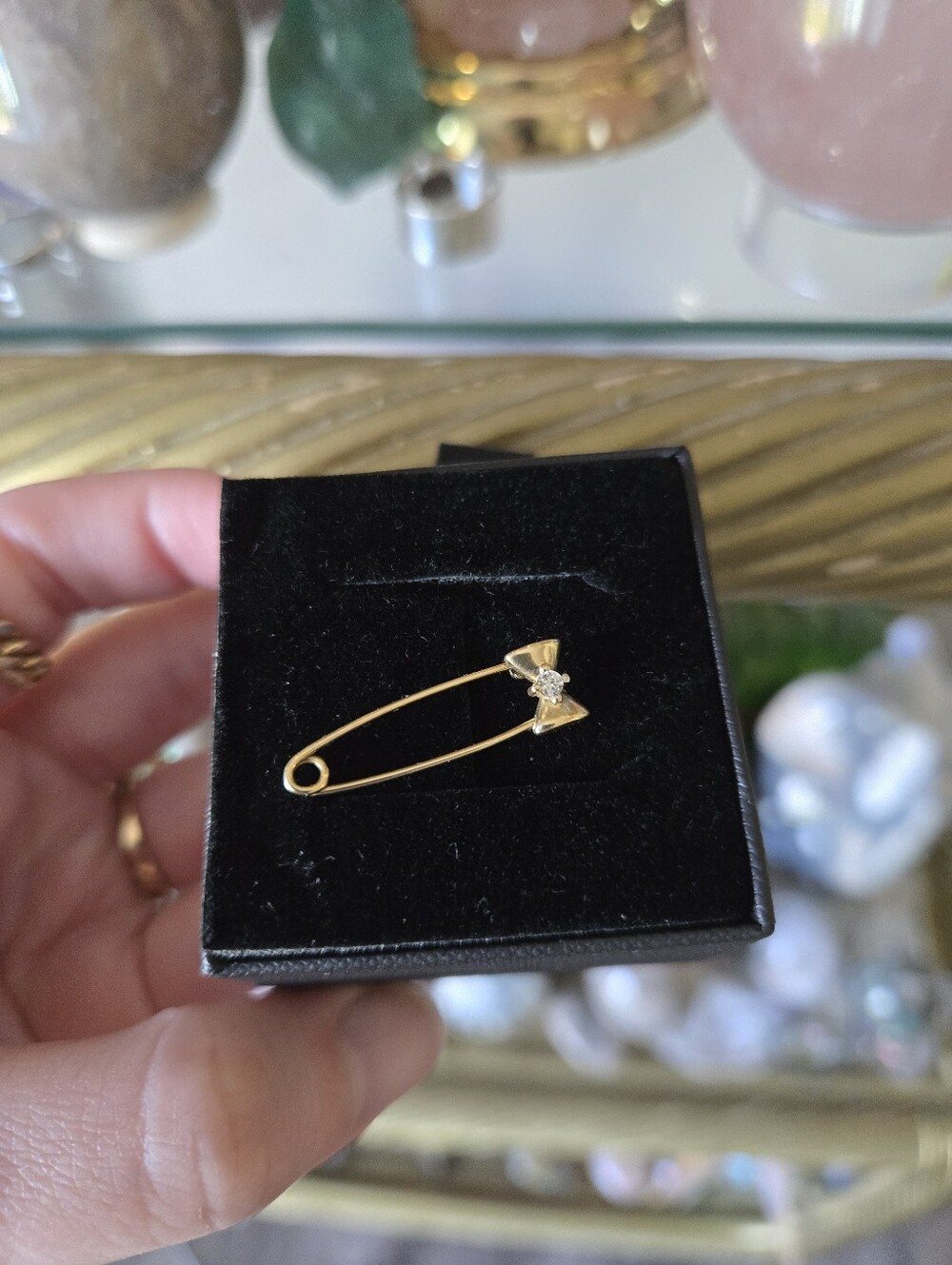 14K Bow Gold Safety Pin- Charm Holder, Connector, or Earring
